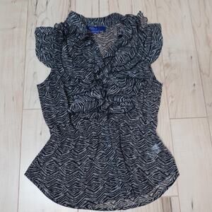 Miley Cyrus Max Azria Zebra Blouse Ruffle L